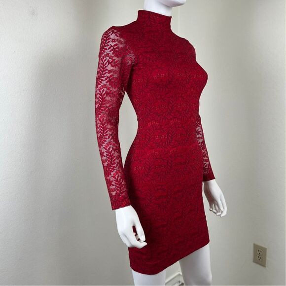 Dress the Population Women Size XS Red Penelope Lace Floral Bodycon Mini Dress - Picture 10 of 15